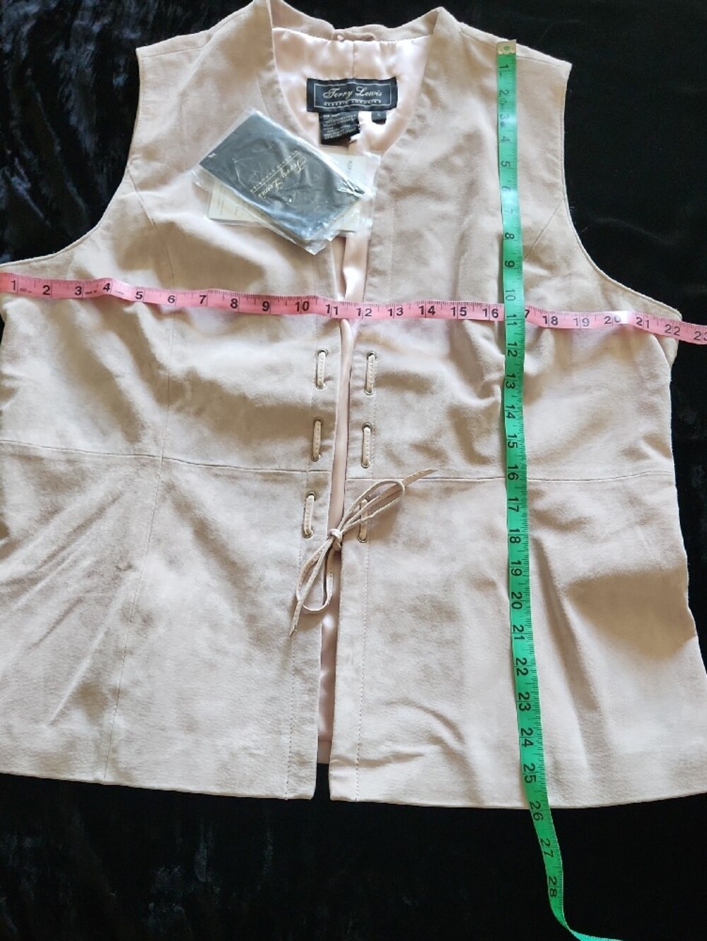 Real Suede Vest In Powder Pink - Picture 6 of 7